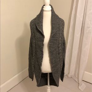 Grey Cable Knit Sweater Cardigan